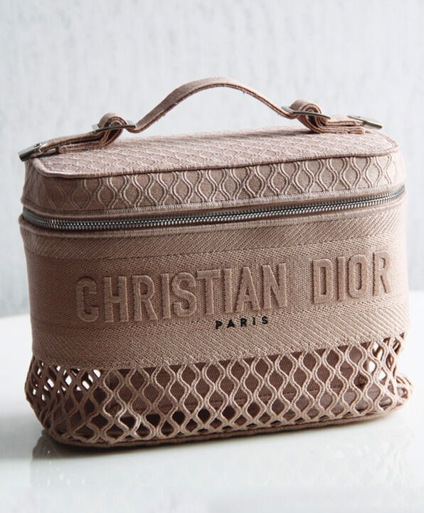 Christian Dior Diortravel Vanity Case Bag Canvas Apricot